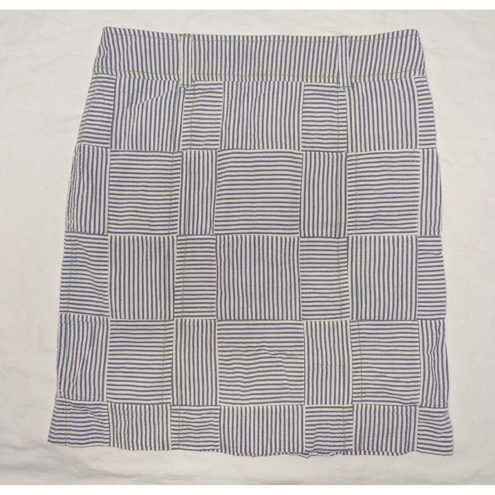 Lilly Pulitzer Women's Blue White Seersucker Madras Mini Skirt Size 2 Cotton